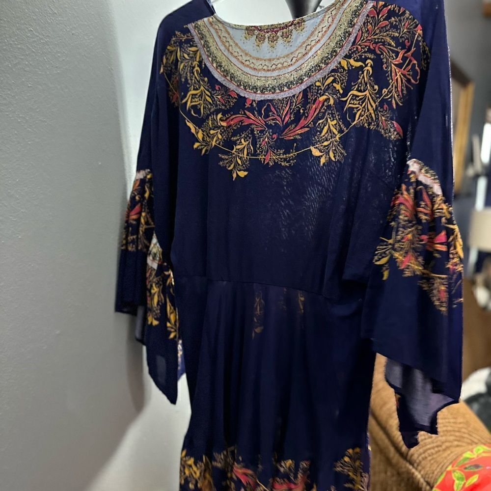 Free People Sunset Dreams Ruffle Boho Top In Blue Size Small - Picture 13 of 16